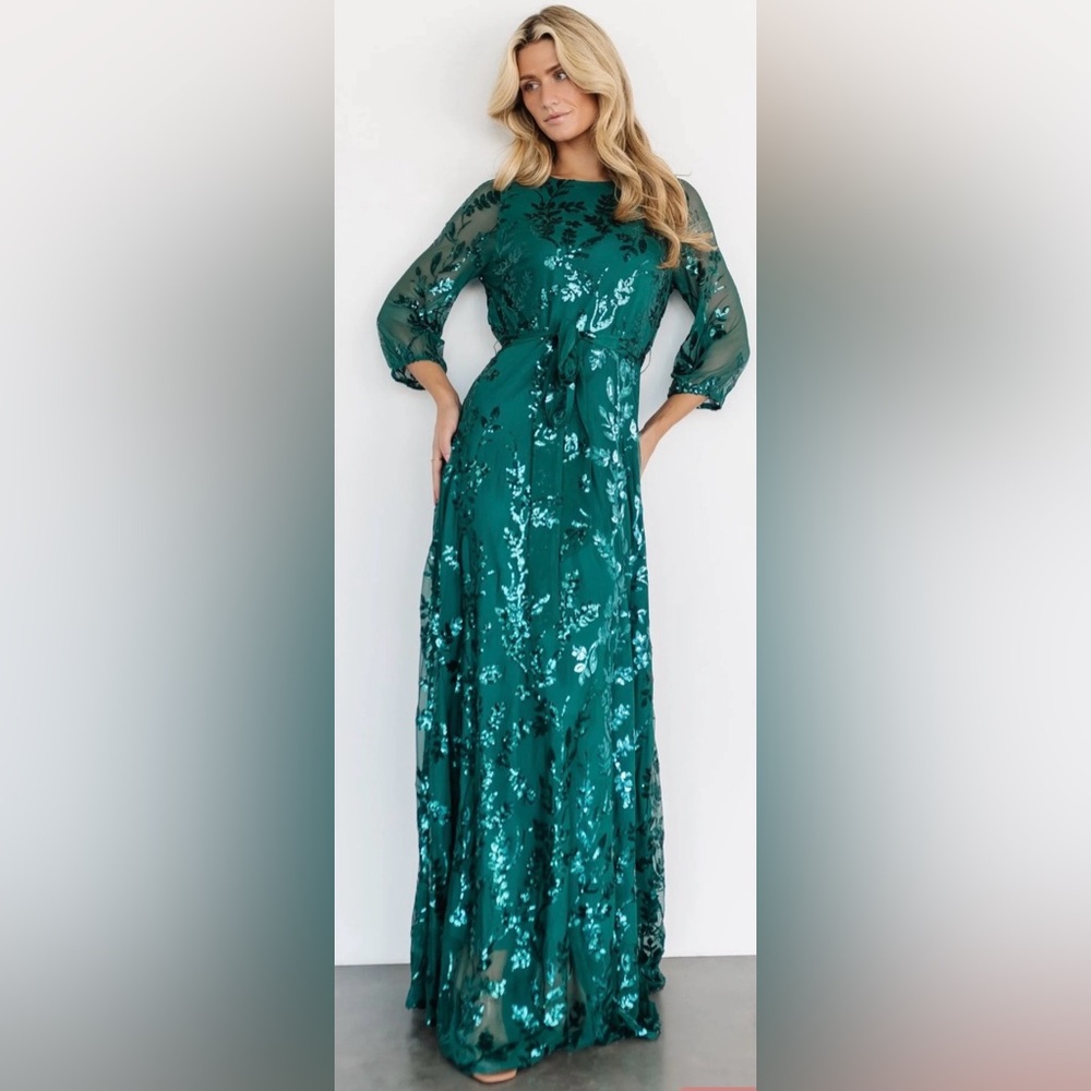 Baltic Born Emerald Floral Long Sleeve Dress